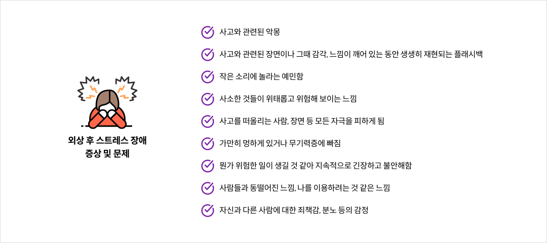 외상 후 스트레스 장애 증상 및 문제