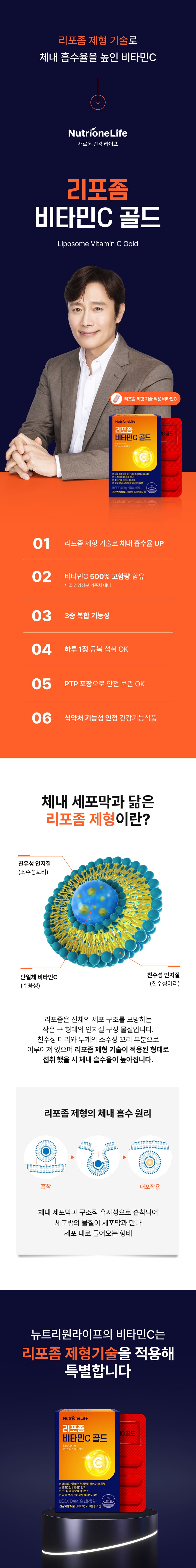뉴트리원라이프 리포좀 비타민C 골드 - 리포좀 제형 기술로 체내 흡수율을 높인 비타민C, 비타민C 500% 고함량, 항산화 콜라겐 형성 면역력 3중 복합기능성, 식약처 인정 건강기능식품