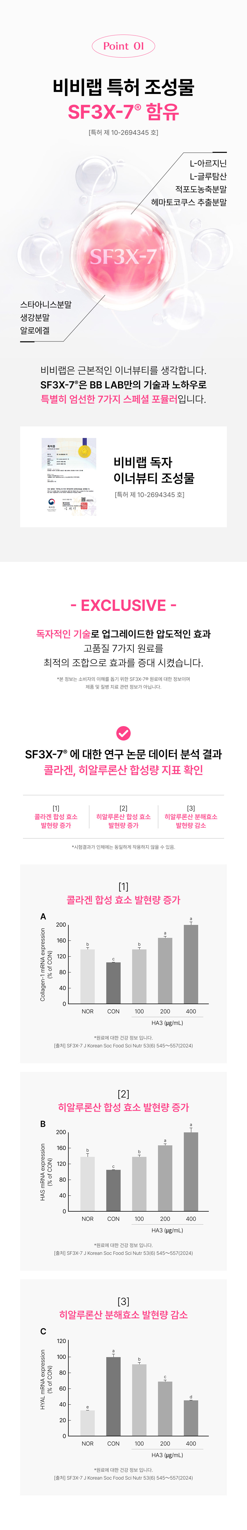 오직 비비랩에서만 만날 수 있는 항산화 이너뷰티 건강식품 조성물 특허증 및 패키지 후면 표기 정보