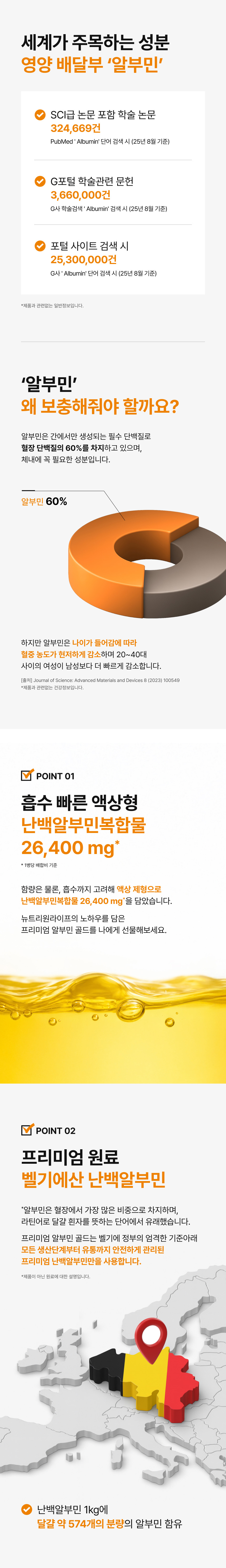 adm_20260917_1789634213_63173.jpg 프리미엄 알부민 골드 알부민 효능 - 혈장 단백질 60% 체내 수분균형 영양소 대사산물 운반 노폐물 운반, 알부민 농도 나이 들수록 감소 20~40대 여성 특히 빠르게 감소, 액상형 난백알부민복합물 26400mg 함유
